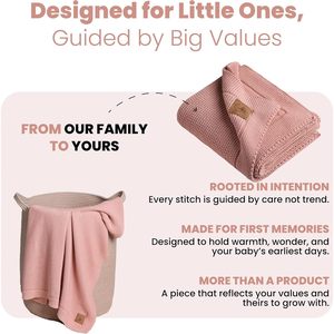 Little Dedi Baby Knitted <b>Blanket</b> Dusty Pink Organic Cotton Swaddle Crib Stroller <b>Blanket</b> With Gift Box All Season Use - Product Image 6