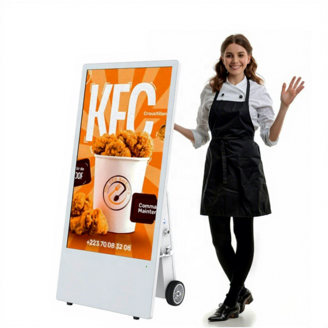 Outdoor Kiosk IPS Android 7.1-11 High Brightness IP65 Waterproof Floor Standing Battery Powered Movable Advertising Media Player