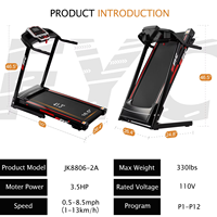 Tapis roulant électrique pliable multifonctionnel American Home Sports Fitness avec inclinaison automatique 0-15% et panneau de contrôle LED – Équipement de gym haut de gamme