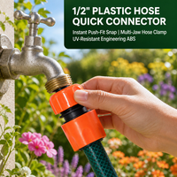 Connecteur rapide pour tuyau d'arrosage de jardin en plastique ABS 1/2 pouce, écologique, durable, six couleurs, pour outils de jardin et irrigation par aspersion