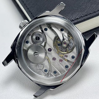 Jam Tangan Mekanik Otomatis Vintage Cushion Case Pria Dial Bercahaya Jarum Detik Kecil Kaca Safir