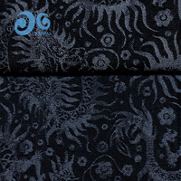 Tissu Denim Jacquard Monstre Mythique GC014K-6 Écologique Totem Dragon Noir pour Garçons Filles Hommes Femmes Streetwear En Stock