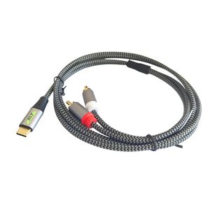 Câbles adaptateurs audio auxiliaires USB C numériques noir et blanc vers 2 <span class=keywords><strong>RCA</strong></span> mâle vers mâle pour haut-parleurs domestiques/de voiture - Product Image 2