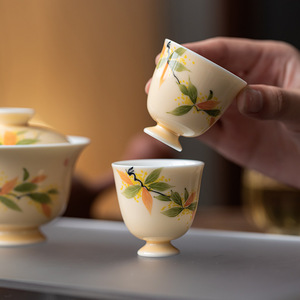 Guanlan Ceramics Hand Painted Osmanthus Tea Cup Porcelain Small Tasting Cup Kung Fu Tea Set Individual Cup Afternoon Tea - Product Image 1