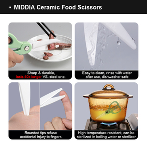 Middia 3 inch gốm bánh pizza cắt kéo nhà bếp thực phẩm cắt kéo - Product Image 5