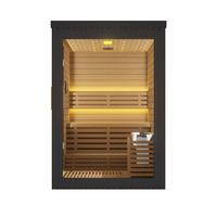 Sauna Exterior Eléctrica de Madera Maciza de Diseño Moderno para 2-6 Personas, Sauna de Vapor Húmedo Tipo Villa con Ventana Grande