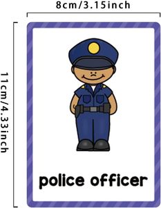 Cartes flash éducatives sur les métiers, cartes de vocabulaire anglais avec images de professionnels, cartes flash ludiques pour les tout-petits - Product Image 6