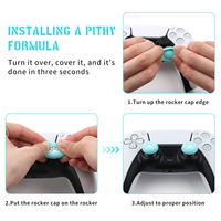 Lot de 6 pièces manette de jeu analogique patte de chat, poignées de pouce antidérapantes surélevées, capuchon de Joystick pour PS5/PS4/NS Pro/XBOXONES