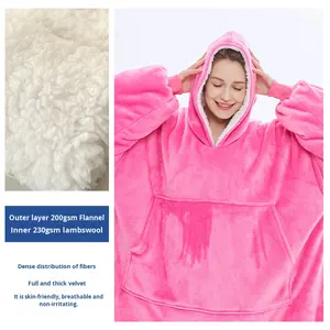 <span class=keywords><strong>Pull</strong></span> en molleton doux et épais, style nordique, à capuche, portable, couverture, poids lourd, surdimensionné, pour l'hiver - Product Image 2