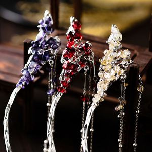 <b>Chinese</b> Style Hair Stick Light Luxury Crystal Tassel <b>Hairpin</b> <b>Chinese</b> Hair Stick Handmade Hollow Step-Shaking Alloy <b>Hairpin</b> - Product Image 2