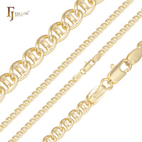 Cadena de Eslabones Martillados Mariner Sunburst de FJ Fallon Fashion Jewelry, Chapada en Oro de 14K, Base de Latón en Dos Tonos
