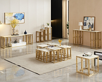 Table Console de Salon en Acier Inoxydable Doré de Qualité Supérieure, Mobilier d'Intérieur