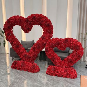 على شكل قلب عرس مرحلة ترتيب الزهور على شكل قلب إطار قوس الزهور زخرفة الزهور الاصطناعية - Product Image 5