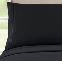 Parure de draps 4 pièces en microfibre brossée 90 g/m² avec broderie, draps rafraîchissants taille Queen, poches profondes, ajustement facile, ultra doux