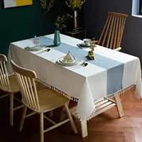 Toalhas de mesa retangular de linho e algodão, tampa de mesa à prova de poeira lavável para cozinha, anti-rugas