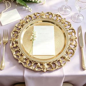 Assiettes décoratives en plastique ajourées de style européen pour hôtels, mariages, fêtes, dîners de Noël et événements – Sous-assiettes - Product Image 2