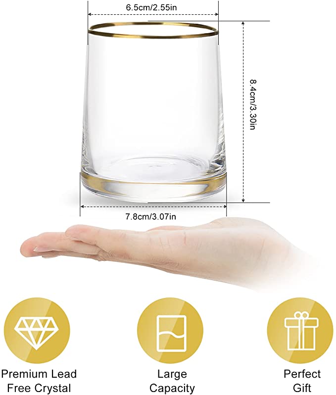 Whiskey Glasses Bar drinking glasses Borosilicate Glass 9 oz Cocktail Glasses Whiskey Tumbler