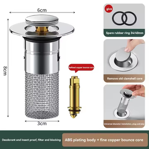 Press up Drain Stopper Anti-clog Filter <b>Mesh</b> Core Deodorant <b>Insect</b>-proof Bathroom Basin Drain Plug Accessories - Product Image 6