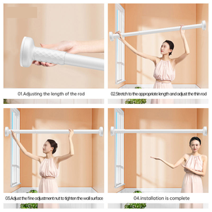 Tringle à rideau de douche pour vêtements, sans perçage, extensible, sans dommage pour les murs, rétractable, ventouse télescopique, séchoir - Product Image 4