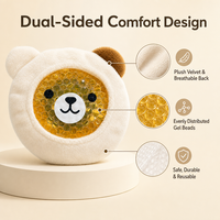 Compresse froide réutilisable en forme d'ours rose en peluche avec billes de gel rondes pour soulager les douleurs des enfants – Petit coussin de gel en peluche