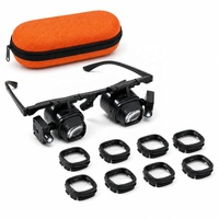 LED Watch & Clock Repair Magnifier Glasses 2X 6X 8X 12X 24X 5 Levels 8 Interchangeable Lenses Dual LED Hands Free Jeweler Loupe