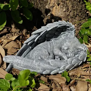 Scultura Commemorativa di Gatto in Resina - Design di Gattino Dormiente con Ali, Ideale come Decorazione per Tomba di Animali Domestici in Giardino - Product Image 5