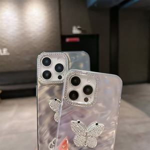 25005 bướm thư PC trường hợp khó khăn cho Apple 12 13 Promax điện thoại kim cương Ống kính bảo vệ khung Tương thích iPhone 11 12 13 - Product Image 4