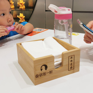 Square Bamboo Tissue Box Organizer Multipurpose Desktop Storage For Napkins And Tissues - Product Image 3