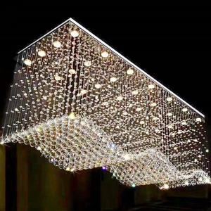 hotel banquet hall ceiling luxury large Surface Mounted project raindrop <b>crystal</b> <b>chandelier</b> light for sale - Product Image 1