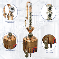 Offre Spéciale – Alambic de Distillation Teve 200L Tout Cuivre pour Brassage Domestique, Distillateur d'Alcool à 4 Plaques avec Pompe, Équipement de Distillation