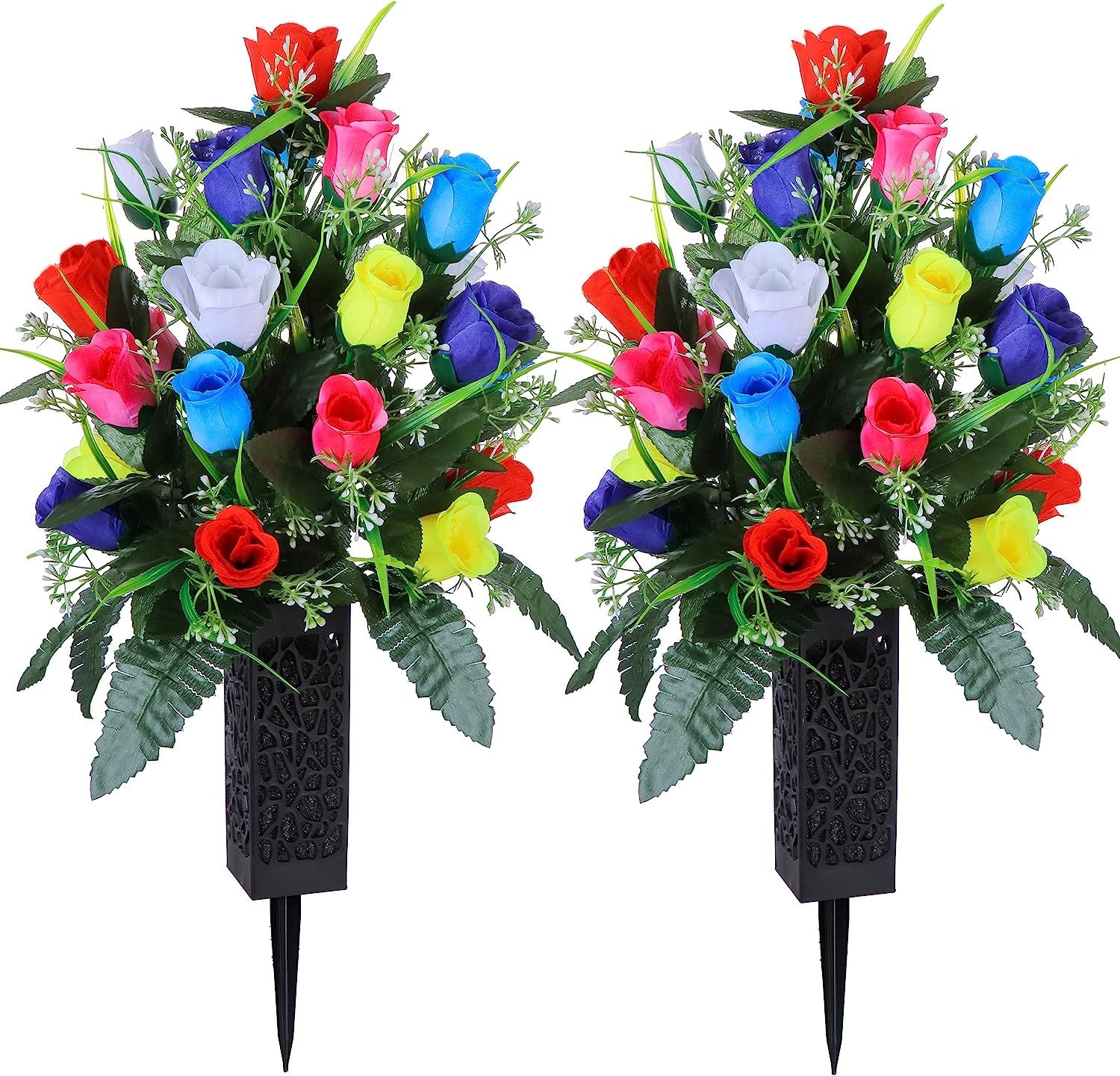 10 Fiori Artificiali Per Esterni – Petunie Finte In Seta Con Steli Flessibili, Resistenti Ai Raggi UV, Per Cimitero E Balcone
