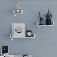 Étagères d'angle flottantes modernes multifonctionnelles en plastique HIPS autocollantes blanches à un seul niveau pour la salle de bain, la cuisine, le salon, rangement