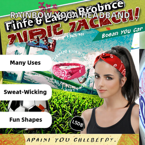 Al por mayor: Bandanas elásticas de poliéster para yoga y deportes, con absorción de sudor, anudadas, anchas, con estampado tie-dye y geométrico, estilo turbante, en colores arcoíris. - Product Image 2