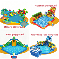 Parc aquatique gonflable commercial Octopus Elephant Fish Dinosaur Castle Bay Resort Aquarium Squid avec toboggan et piscine, matériel de location pour enfants