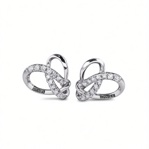 Orecchini con diamanti bianchi champagne in oro bianco, diamanti naturali taglio brillante rotondo, gioielli romantici da sposa per donna - Product Image 1