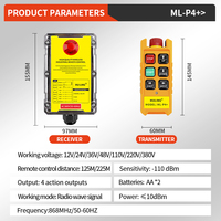 Télécommande industrielle radio de treuil de bouton de ML-P4 + 4 canaux pour la grue