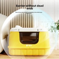 Bac à litière pour chat extra-large, entièrement fermé, design carré, en PP, anti-odeur, avec système de récupération de litière, fournitures de toilettage, direct usine