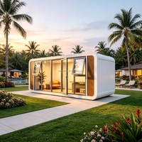 Maison préfabriquée de style cabine Apple moderne de 40 pieds avec toilettes, idéale pour bureau ou habitation, avec revêtement de sol en carrelage.