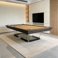 Table de billard moderne de luxe de 9 pieds avec pieds en verre et cadre en bois massif - Table de billard de haute qualité pour usage domestique et commercial