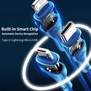 สายชาร์จเร็วแบบ 3 in 1 สำหรับ OEM รองรับกระแสไฟ 3.5A ใช้ได้กับอุปกรณ์ <span class=keywords><strong>iPhone</strong></span> และ Android - Product Image 2