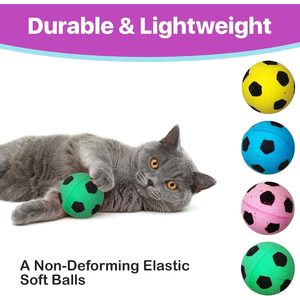 Jouets pour chats en forme de ballon de football, lot de 4, colorés, interactifs, pour lutter contre l'ennui, pour chats et chatons - Product Image 4