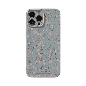 Korean retro floral i15 phone case 13 original 11 silicone 12 soft case 14 promax suitable