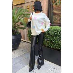 Suéter de Punto para Mujer Sobe, Color Crudo, Manga Larga, Casual, Antipilling, 14 Gg, con Detalle de Lazo Colorido - Product Image 6