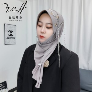 Foulard de mode pour <span class=keywords><strong>femme</strong></span> en gaze à franges double face, style industriel, avec motif chapeau éponge et lame - Product Image 6