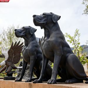 Statua di Cani <span class=keywords><strong>Great</strong></span> <span class=keywords><strong>Dane</strong></span> in Bronzo Nero a Grandezza Naturale YOUFINE, Coppia per Decorazione di Giardini e Tenute - Product Image 1