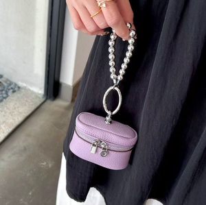 Petite bourse à monnaie portable en cuir de vachette première couche, style Ins, avec fermeture éclair, pour ranger rouge à lèvres et écouteurs - Product Image 3