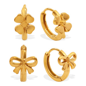 Pendientes Huggie de Aro Dorado con Diseño de Lazo, Acero Inoxidable, Joyería Pequeña y Moderna para la Oreja, Regalo para Ocasiones Especiales - Product Image 5