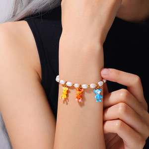 Breloques <span class=keywords><strong>de</strong></span> bracelet en émail en forme d'animaux <span class=keywords><strong>de</strong></span> dessin animé mignons, pendentifs <span class=keywords><strong>de</strong></span> collier colorés en acier inoxydable (lapin, <span class=keywords><strong>singe</strong></span>, chien) pour ma fille - Product Image 5