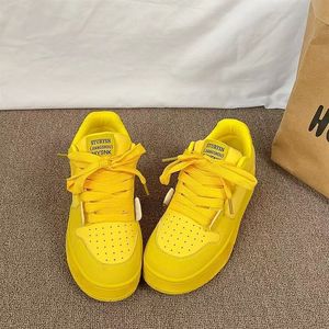 Baskets décontractées à lacets pour femme, style universitaire, plateforme à bout rond, semelle épaisse orange, collection Printemps-Été 2025 - Product Image 5