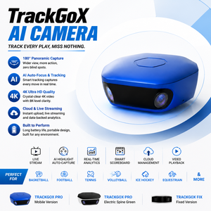 Caméra TrackGoX AI 4K Ultra HD 180 °   Caméra d'action sportive panoramique avec suivi automatique et diffusion en direct pour le basketball et le football - Product Image 1